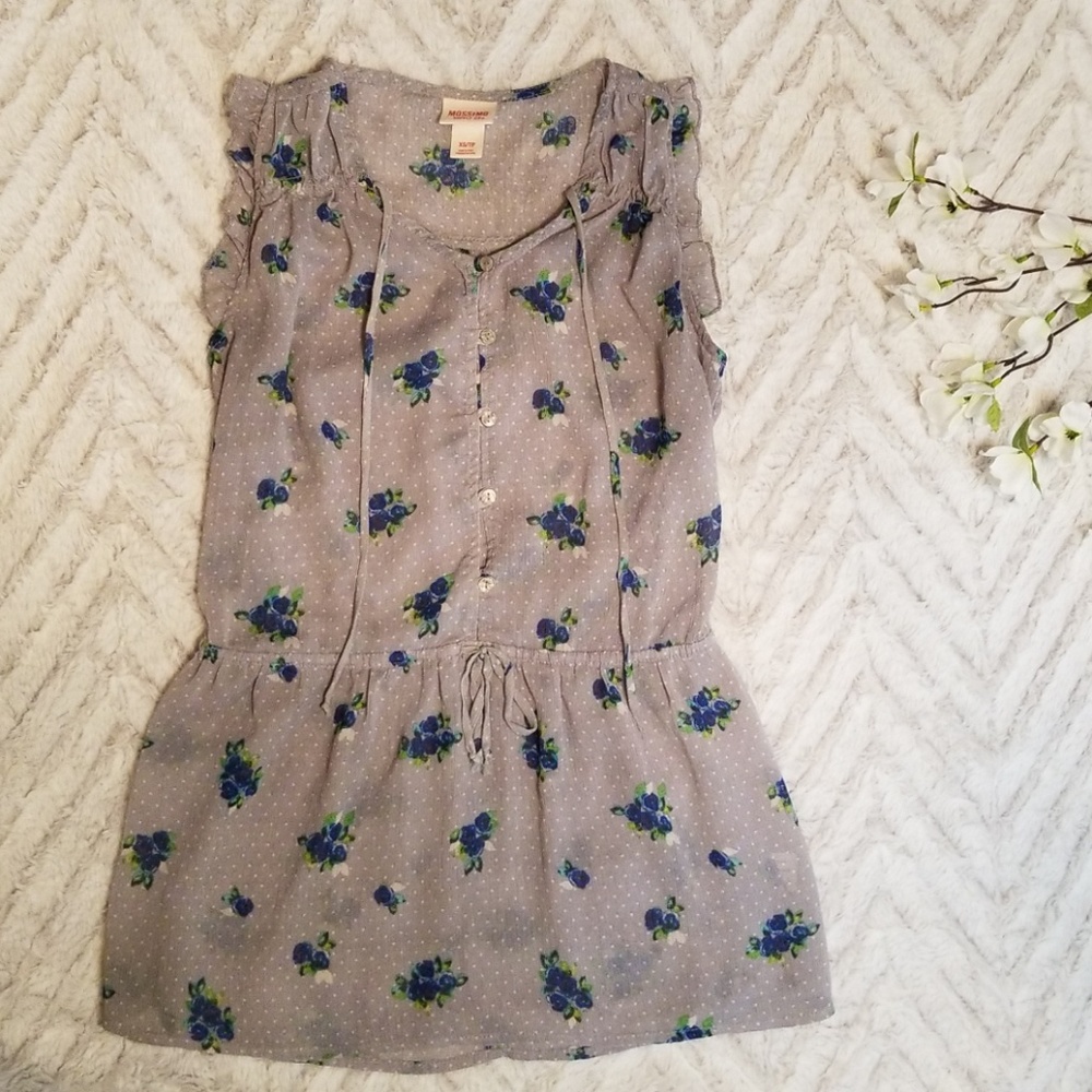 Gray Floral Sheer Peplum Top